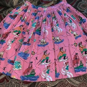 Pinupgirl Neverland Pink Print Skirt Large